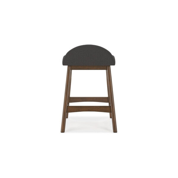 Jeyn Counter Stool with Footrest Set of 2, Brown Wood, Charcoal Gray