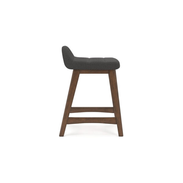 Jeyn Counter Stool with Footrest Set of 2, Brown Wood, Charcoal Gray