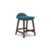 Jeyn Counter Stool with Footrest Set of 2, Brown Hardwood, Blue Seat