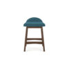 Jeyn Counter Stool with Footrest Set of 2, Brown Hardwood, Blue Seat