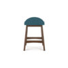 Jeyn Counter Stool with Footrest Set of 2, Brown Hardwood, Blue Seat
