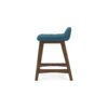 Jeyn Counter Stool with Footrest Set of 2, Brown Hardwood, Blue Seat