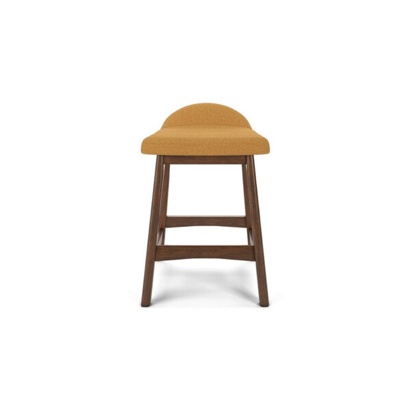 Jeyn Counter Stool with Footrest Set of 2, Brown Hardwood, Yellow Seat
