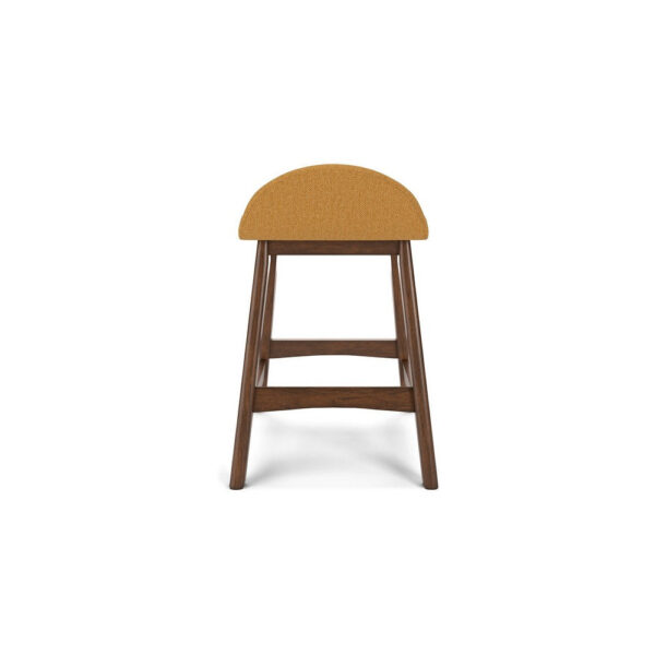 Jeyn Counter Stool with Footrest Set of 2, Brown Hardwood, Yellow Seat