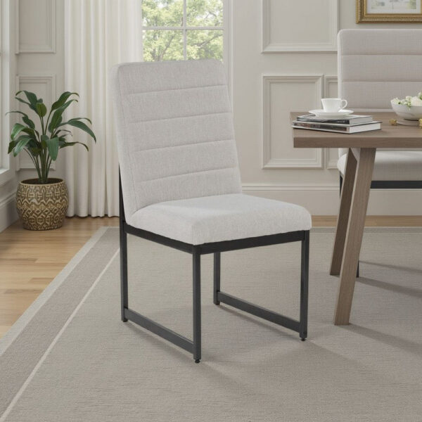 Myka Dining Side Chair Set of 2, Modern Sled Legs, Gray Polyester