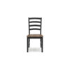 Fleur Dining Side Chair Set of 2, Black Ladderback, Brown Solid Wood