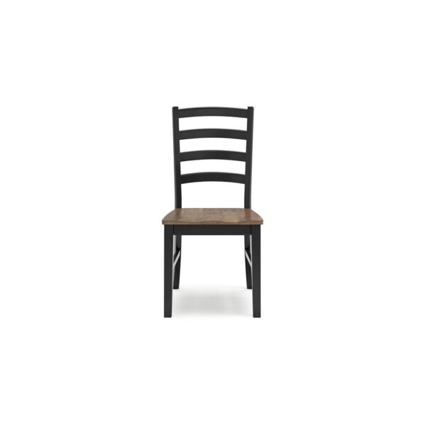 Fleur Dining Side Chair Set of 2, Black Ladderback, Brown Solid Wood