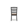 Fleur Dining Side Chair Set of 2, Black Ladderback, Brown Solid Wood