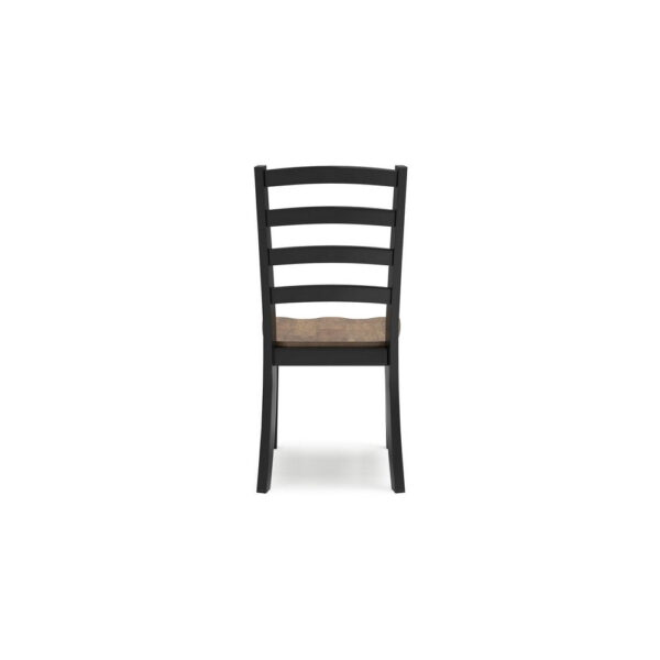 Fleur Dining Side Chair Set of 2, Black Ladderback, Brown Solid Wood
