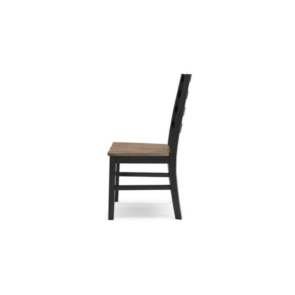 Fleur Dining Side Chair Set of 2, Black Ladderback, Brown Solid Wood