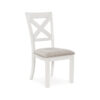 Lea Dining Side Chair Set of 2, Classic White Wood, Gray Polyester