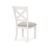 Lea Dining Side Chair Set of 2, Classic White Wood, Gray Polyester