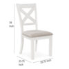 Lea Dining Side Chair Set of 2, Classic White Wood, Gray Polyester