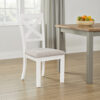 Lea Dining Side Chair Set of 2, Classic White Wood, Gray Polyester