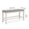 Lea Counter Height Dining Bench, Classic White Wood, Gray Polyester