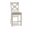 Lea Counter Height Chair Set of 2, White Solid Wood, Gray Polyester