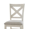 Lea Counter Height Chair Set of 2, White Solid Wood, Gray Polyester