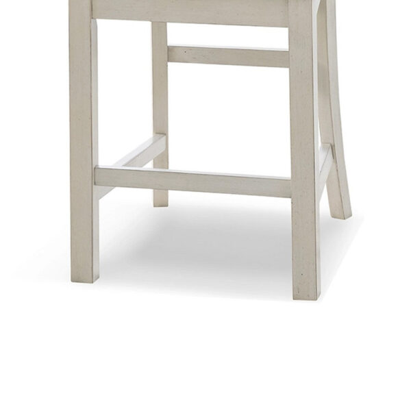 Lea Counter Height Chair Set of 2, White Solid Wood, Gray Polyester