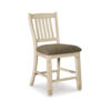 Bolan Counter Height Chair Set of 2, Rake Back, Antique White Wood
