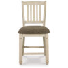 Bolan Counter Height Chair Set of 2, Rake Back, Antique White Wood
