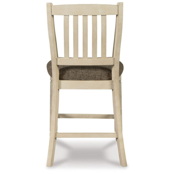 Bolan Counter Height Chair Set of 2, Rake Back, Antique White Wood