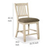 Bolan Counter Height Chair Set of 2, Rake Back, Antique White Wood