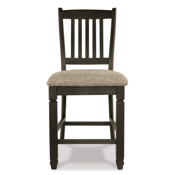 Trekk Counter Height Chair Set of 2, Slatted Back, Black Polyester