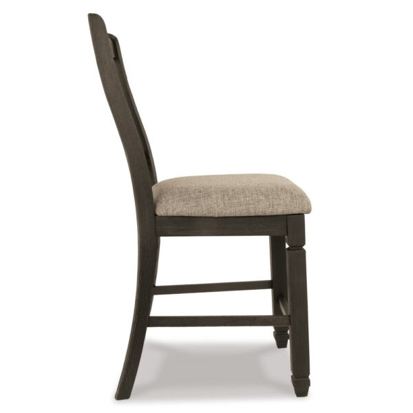 Trekk Counter Height Chair Set of 2, Slatted Back, Black Polyester