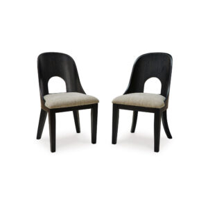 150220266992263d94256.jpeg Robeck Dining Side Chair Set of 2, Herringbone Polyester, Black Wood