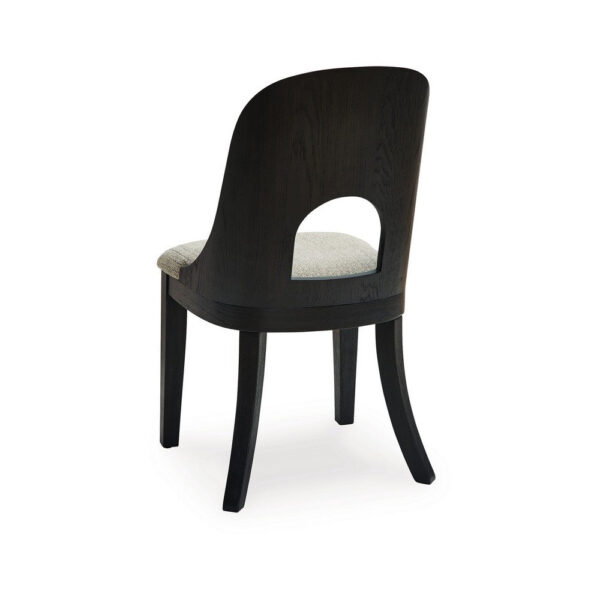 Robeck Dining Side Chair Set of 2, Herringbone Polyester, Black Wood