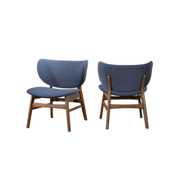 Isina Dining Side Chair, Slate Blue Polyester, Walnut Brown Solid Wood