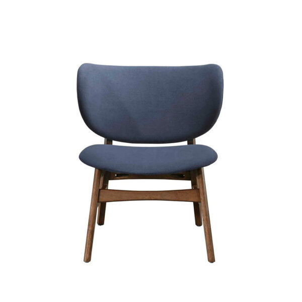 Isina Dining Side Chair, Slate Blue Polyester, Walnut Brown Solid Wood
