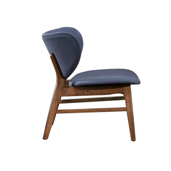Isina Dining Side Chair, Slate Blue Polyester, Walnut Brown Solid Wood