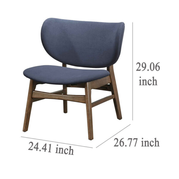 Isina Dining Side Chair, Slate Blue Polyester, Walnut Brown Solid Wood