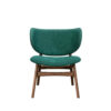 Isina Dining Side Chair, Rich Green Polyester, Walnut Brown Solid Wood