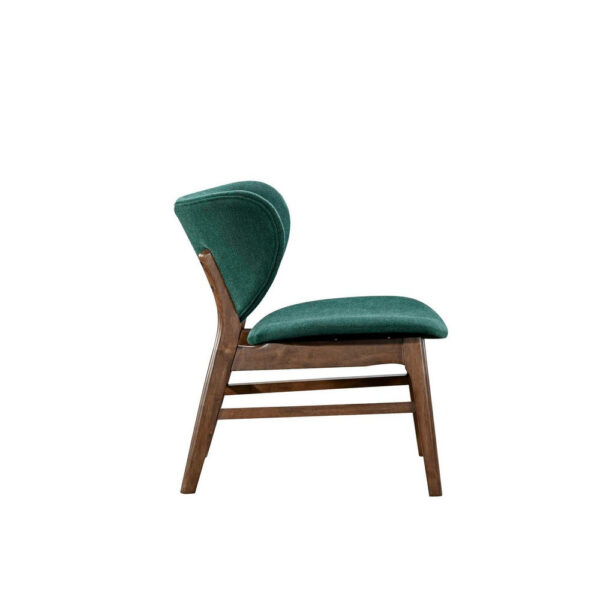 Isina Dining Side Chair, Rich Green Polyester, Walnut Brown Solid Wood