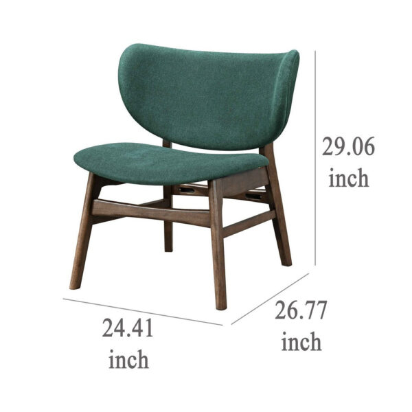 Isina Dining Side Chair, Rich Green Polyester, Walnut Brown Solid Wood