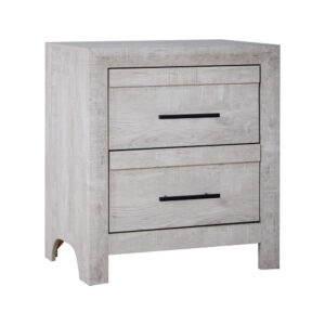 15022026699226743eec9.jpeg Bisca Nightstand, 2 Drawers, Black Handles, Light Gray Wood, 27 Inch