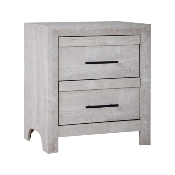 15022026699226743eec9.jpeg Bisca Nightstand, 2 Drawers, Black Handles, Light Gray Wood, 27 Inch