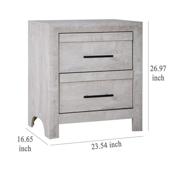 150220266992267e6db90.jpeg Bisca Nightstand, 2 Drawers, Black Handles, Light Gray Wood, 27 Inch