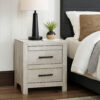 1502202669922681957ec.jpeg Bisca Nightstand, 2 Drawers, Black Handles, Light Gray Wood, 27 Inch