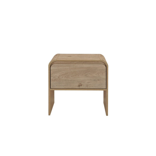 Maria Side End Table, Drawer and Waterfall Style, Beige Wood 22 Inch