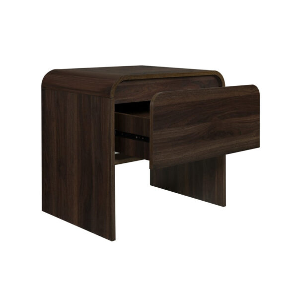 Maria Side End Table, Drawer and Waterfall Style, Brown Wood 22 Inch