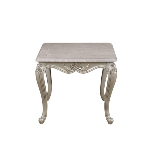 15022026699226e66b5a3.jpeg Kerra Side End Table, Beige Marble, Classic Carved Champagne 28 Inch