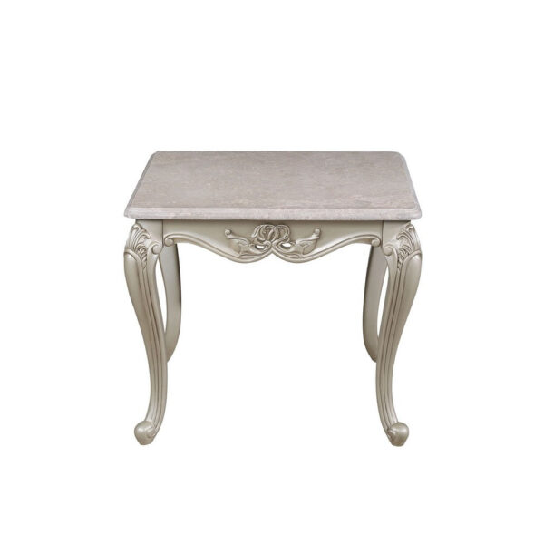 15022026699226e8eac71.jpeg Kerra Side End Table, Beige Marble, Classic Carved Champagne 28 Inch