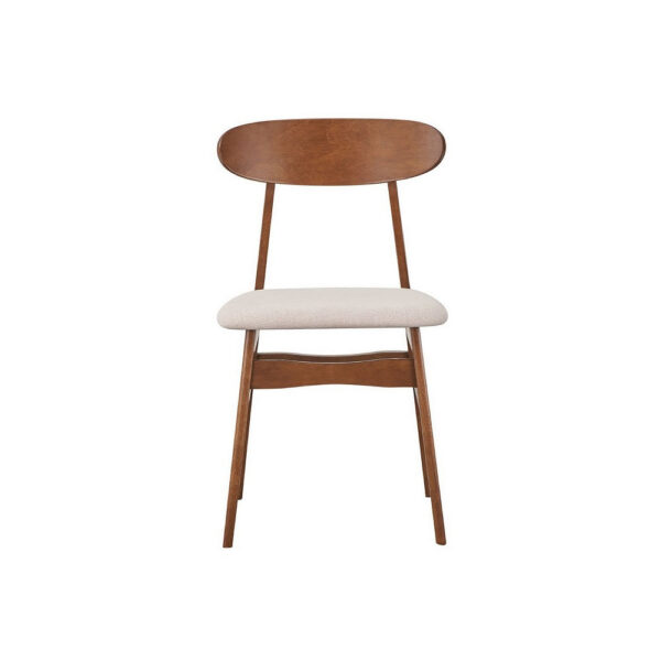 Rocco Dining Chair Set of 2, Curved Oval Backrest, Brown Rubberwood