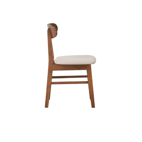 Rocco Dining Chair Set of 2, Curved Oval Backrest, Brown Rubberwood