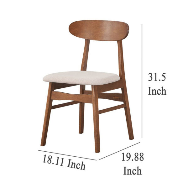 Rocco Dining Chair Set of 2, Curved Oval Backrest, Brown Rubberwood