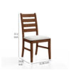 Accai Dining Chair Set of 2, Beige Polyester, Walnut Brown Rubberwood