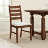 Accai Dining Chair Set of 2, Beige Polyester, Walnut Brown Rubberwood